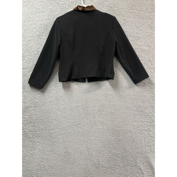 Vintage Positive Attitude Blazer Womens 12 Black Animal Print Detachable Collar - Picture 11 of 12